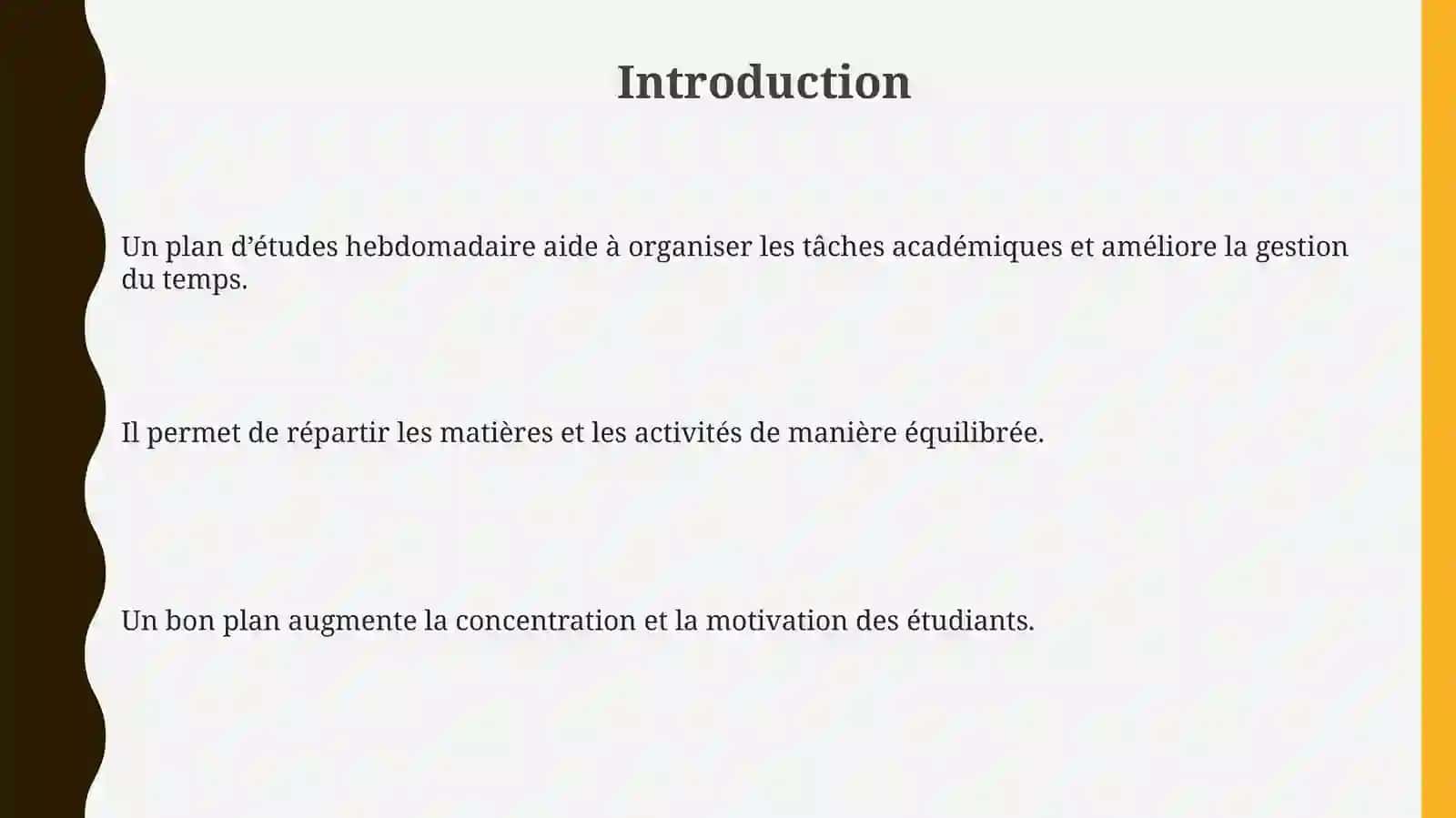 Plan d’études hebdomadaire 3