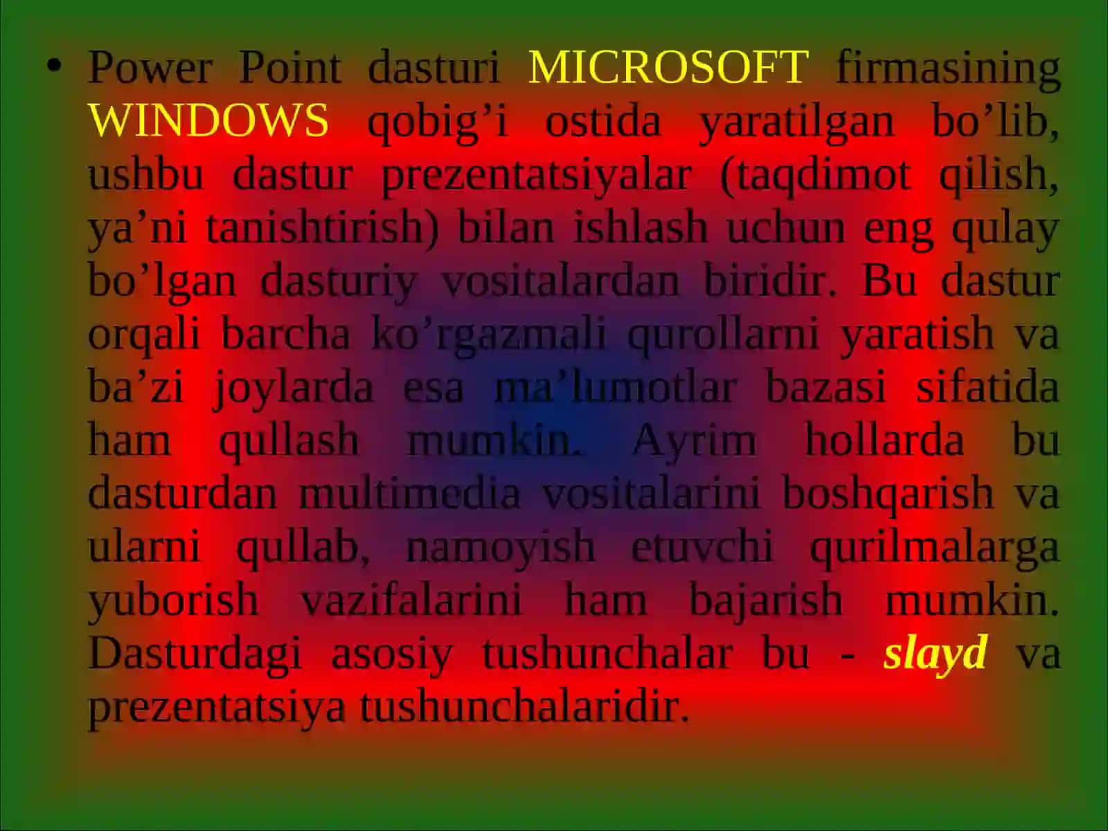 РОWER PОINTDASTURIHAQIDA UMUMIY MA’LUMОTLAR 3