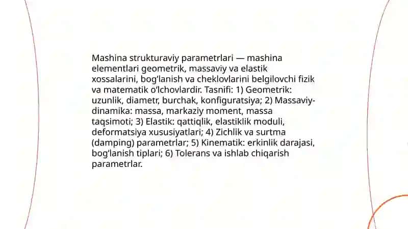Mashina strukturaviy parametrlarini aniqlash tamoyillari 3