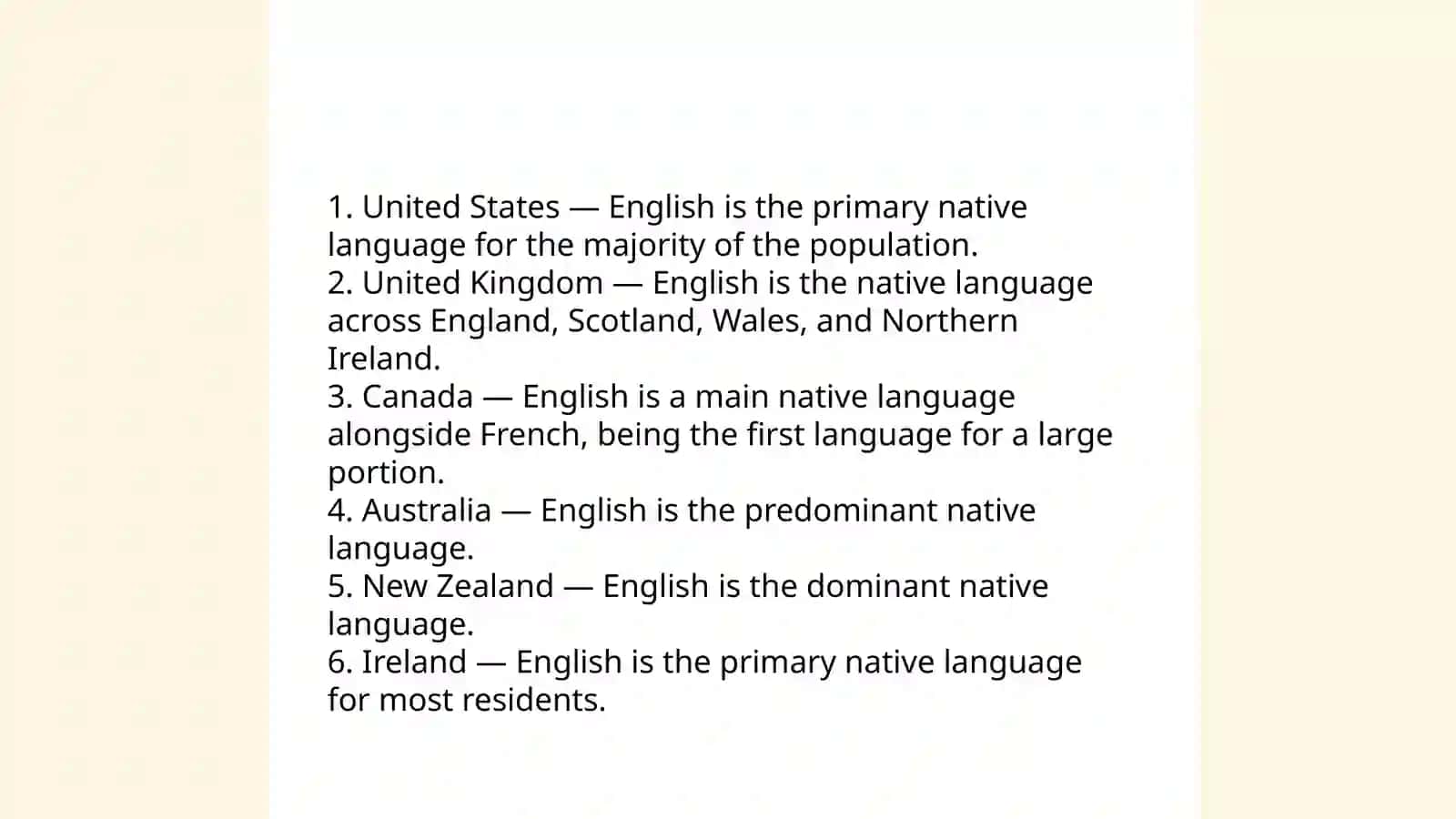English speaking countries 3