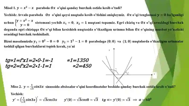 Hosilaning geometrik va mexanik ma`nosi 3