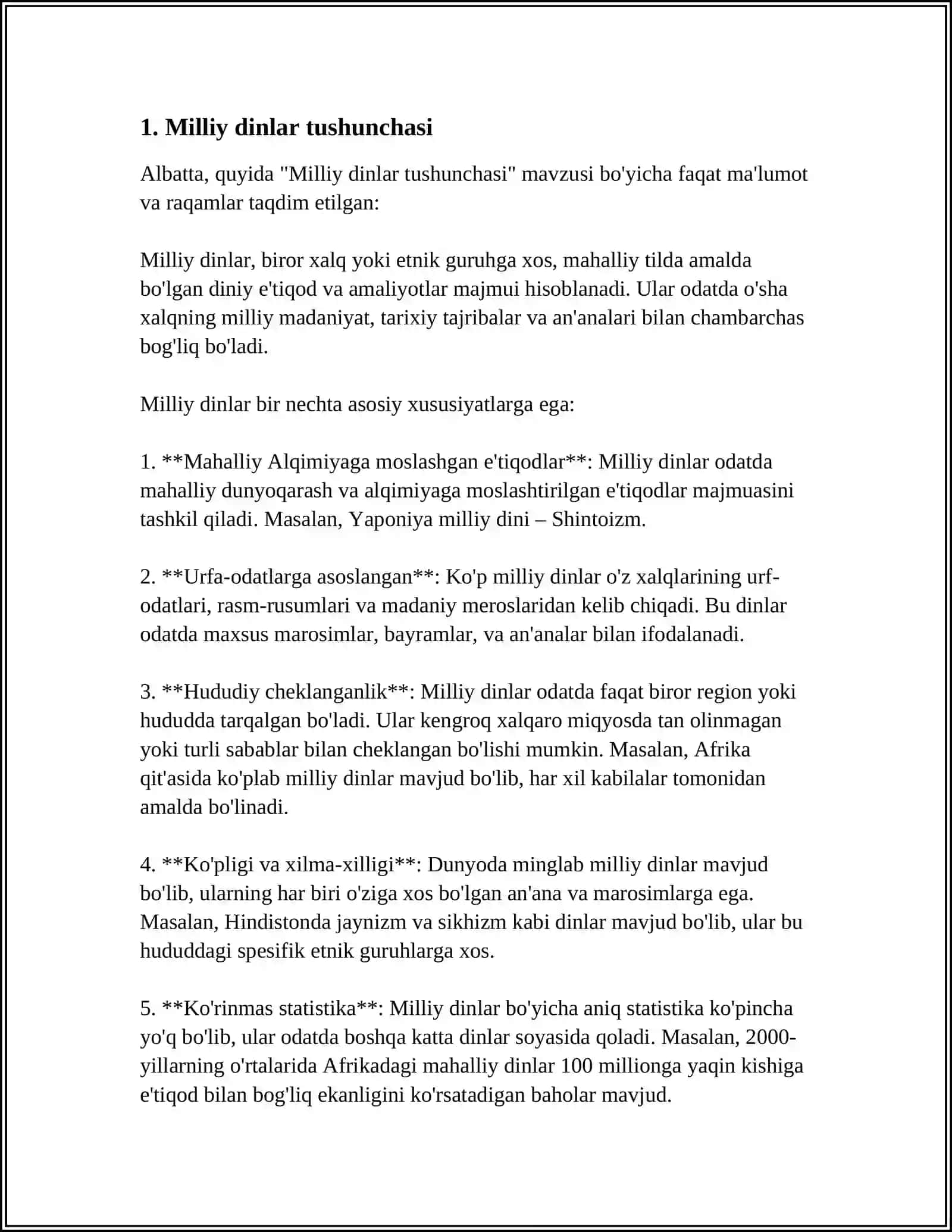 Milliy Dinlar va Ularning Turlari 3