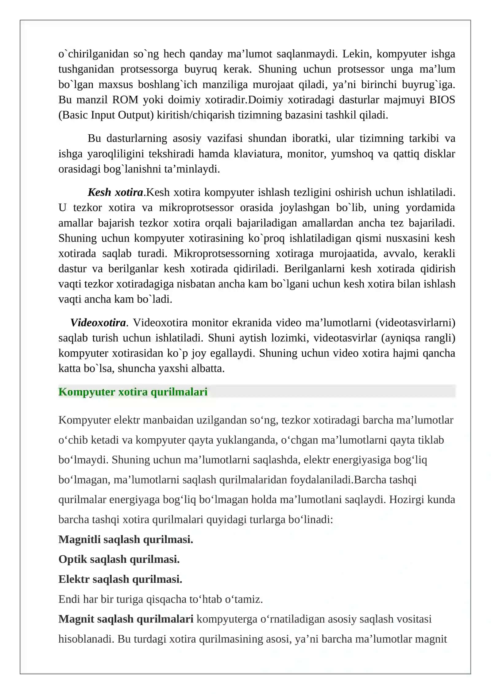 Disklarni formatlash. Xotira qurilmalari 3