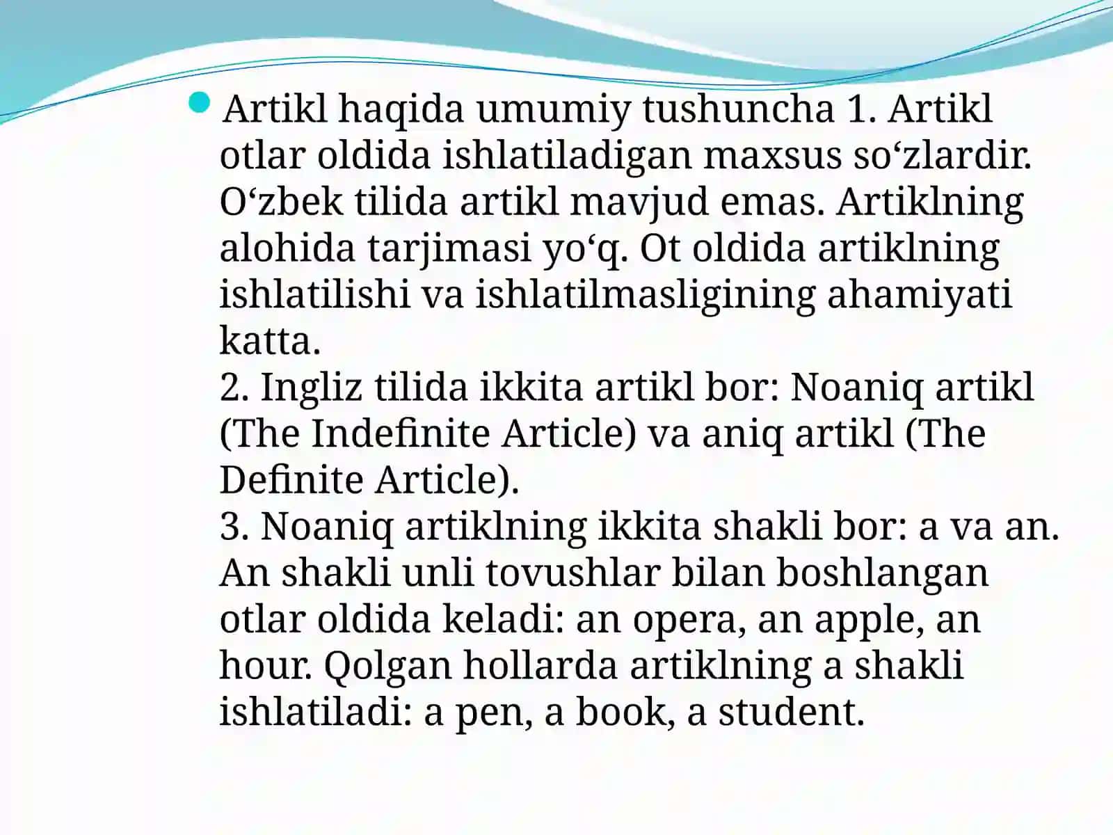 INGLIZ TILI - Articles - a, an 3