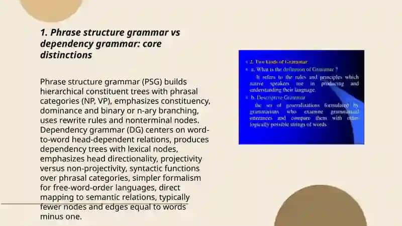 Distinguish the specific features of the grammar models and structures 3
