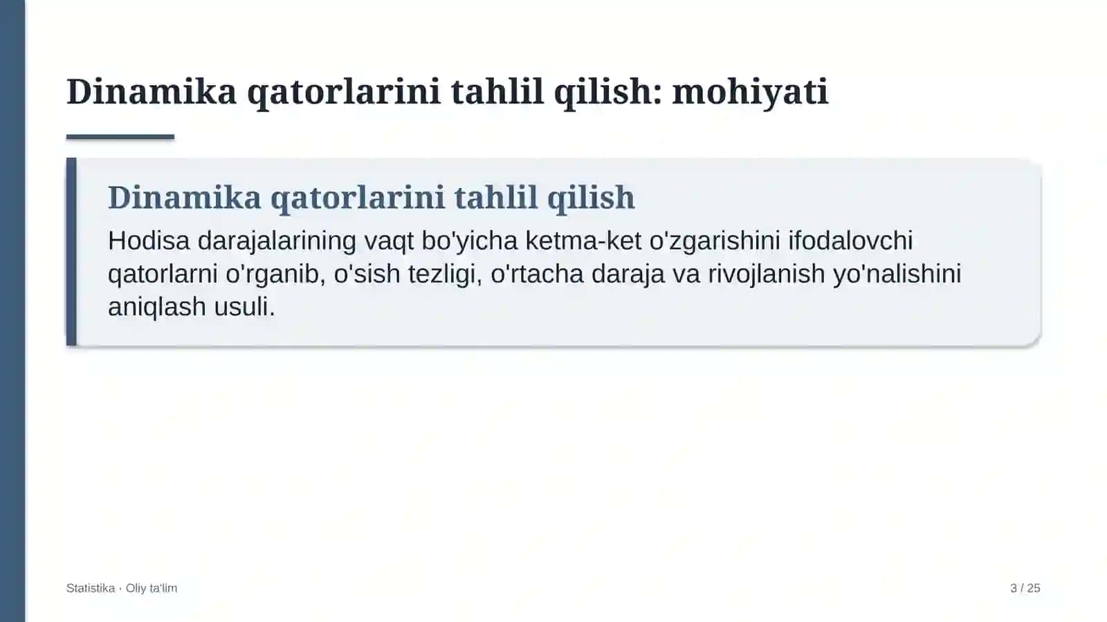 Elchixonalarda dinamika qatorlarini tahlil qilish 3