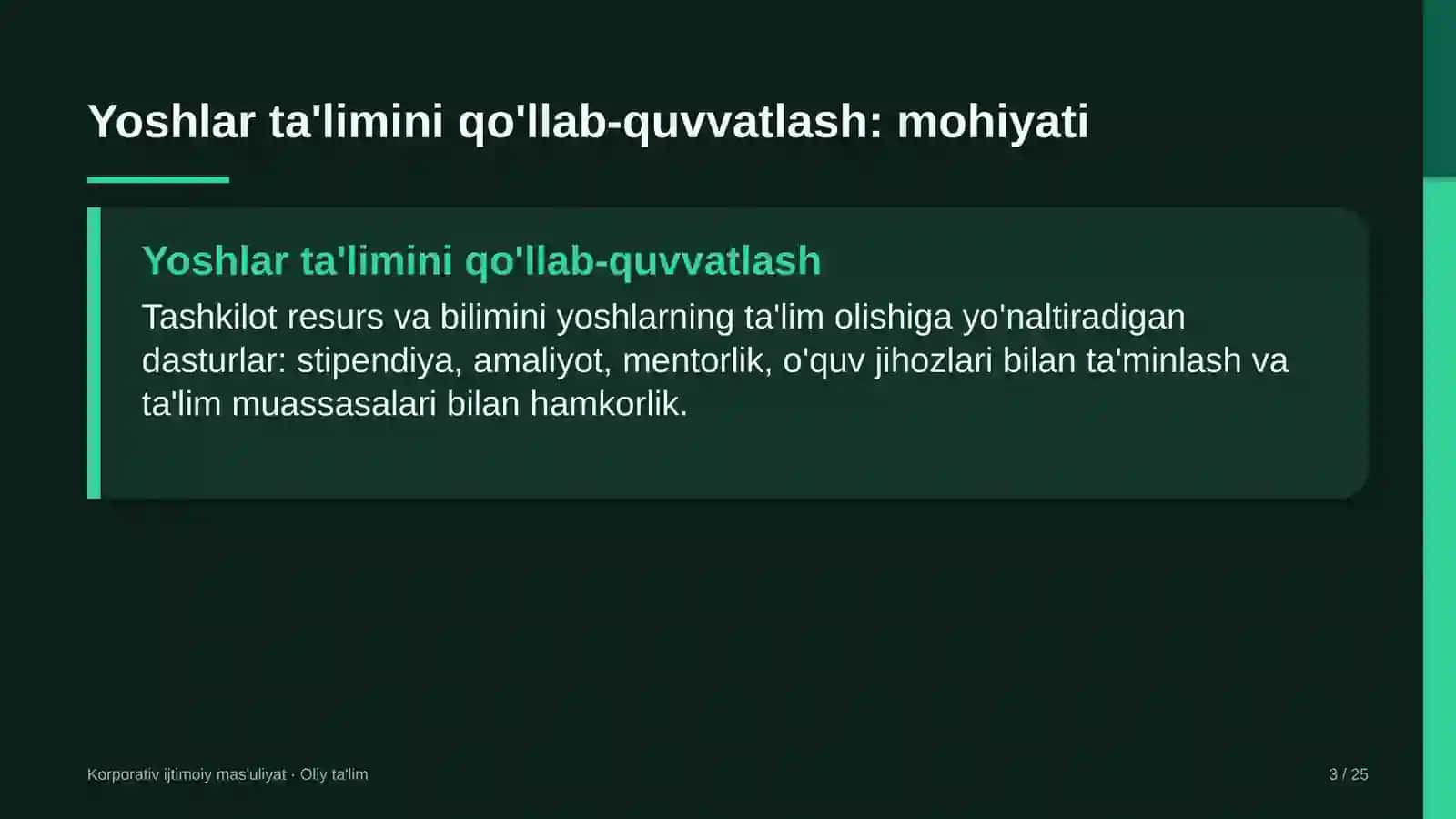 Brending agentliklarida yoshlar ta'limini qo'llab-quvvatlash dasturlari 3