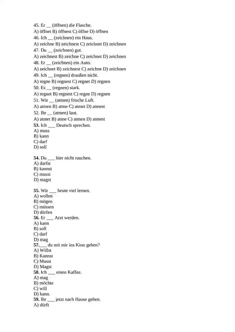 Präsens Conjugation Exercises in German 3