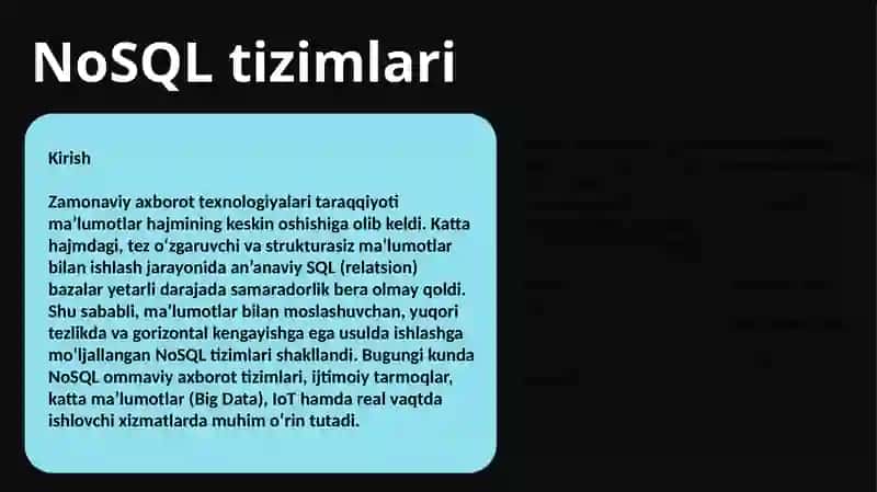 NoSQL tizimlari 3