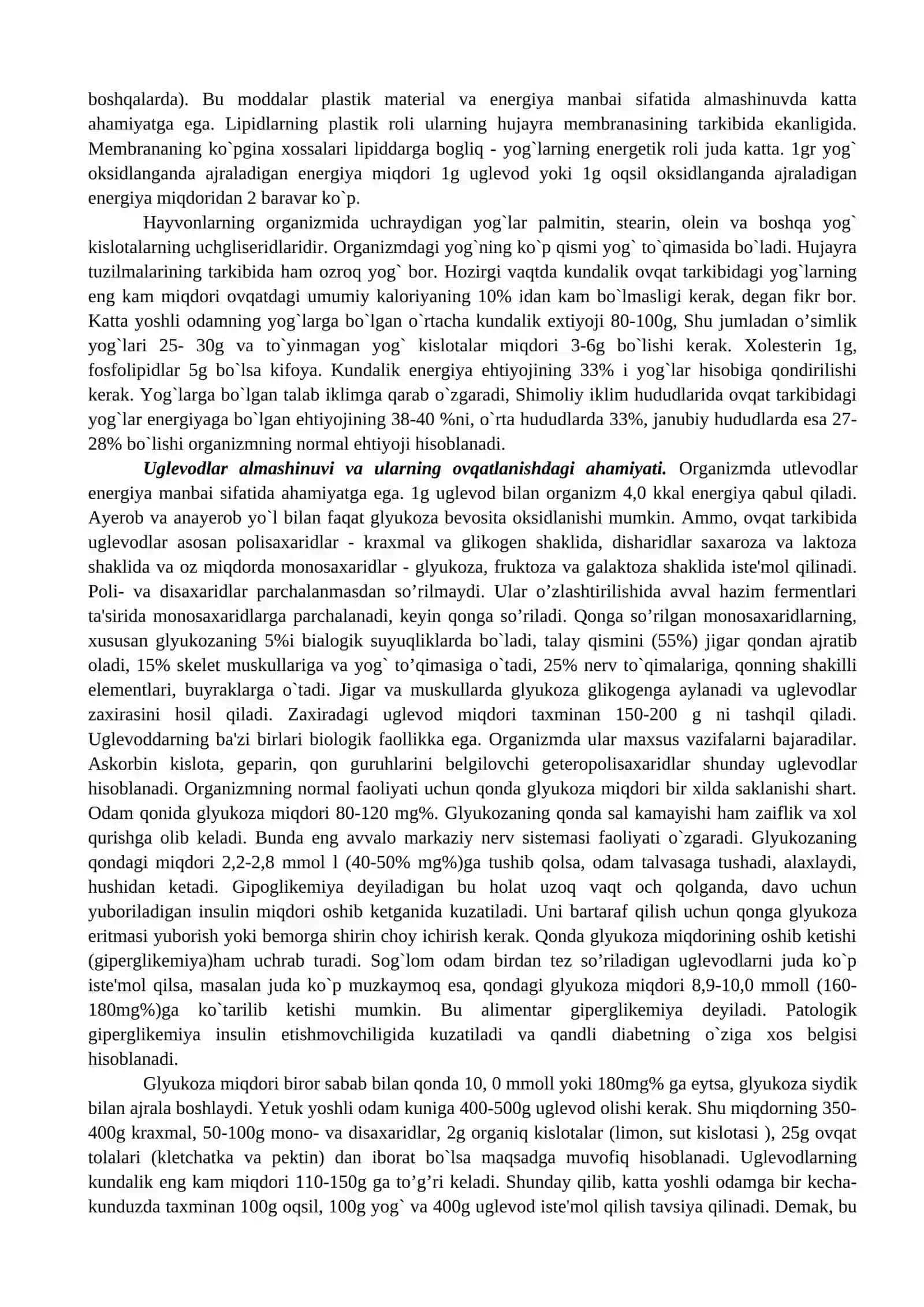 Modda va energiya almashinuvi fiziologiyasi 3