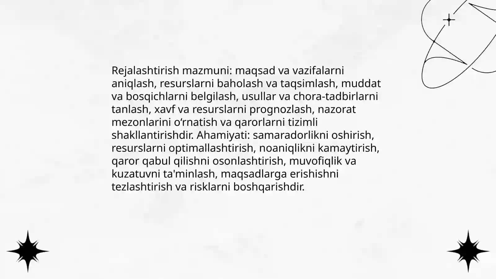 Rejalashtirishning asosiy bosqichlari va turlari 3