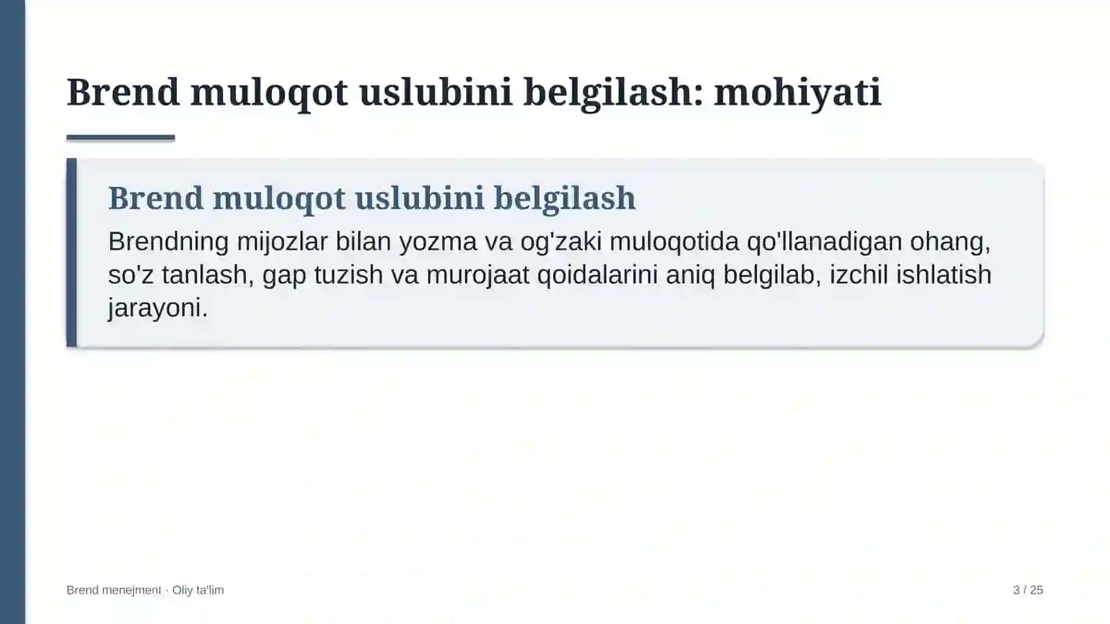 Avtoservis korxonalarida brend muloqot uslubini belgilash 3