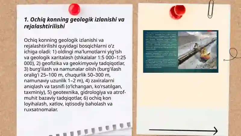 Ochiq kon ishlari jarayonlari va davrlari 3