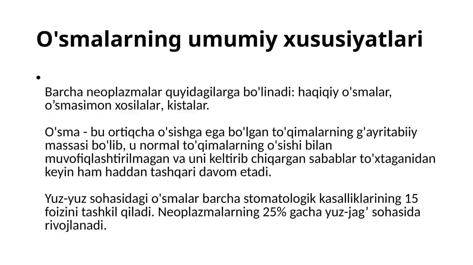Yuz-jag‘ sohasi yumshoq to‘qimalari xavfsiz o‘smalari va o‘smasimon hosilalari tasnifi 3
