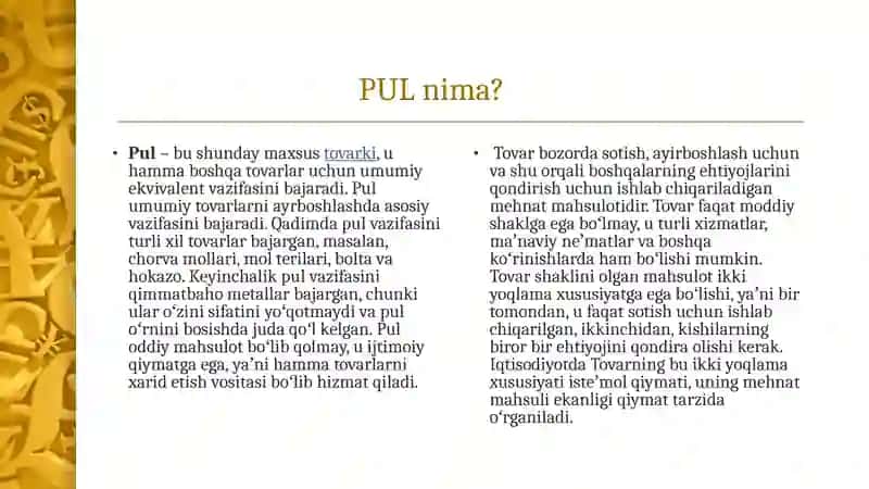 Tovar va uning xususiyatlari 3