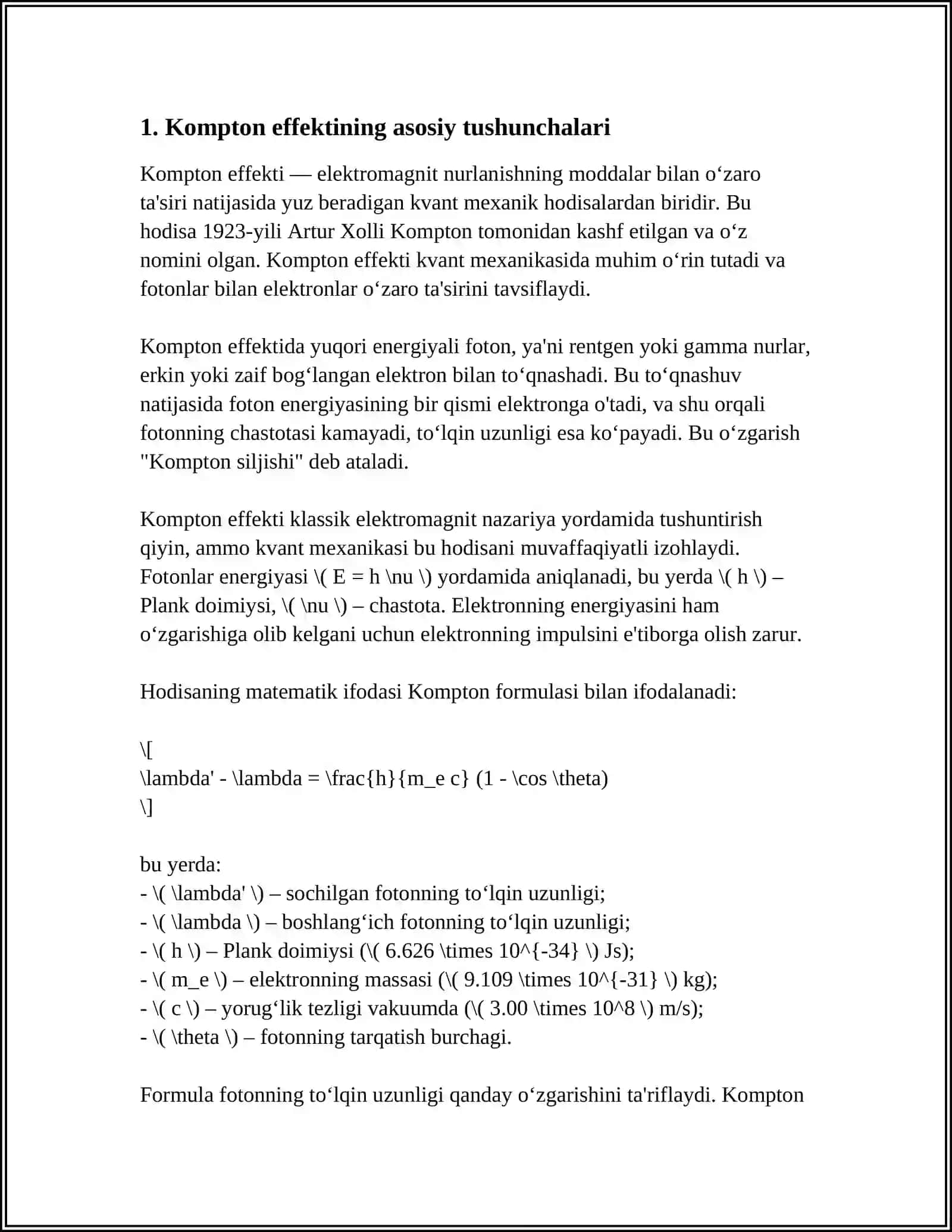 KOMPTON EFFEKTI. OPTIK PIROMETRIYA 3