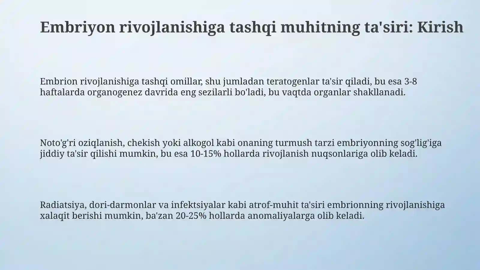 9-sinf 45-mavzu Embrion rivojlanishiga tashqi muhitning ta'siri 3