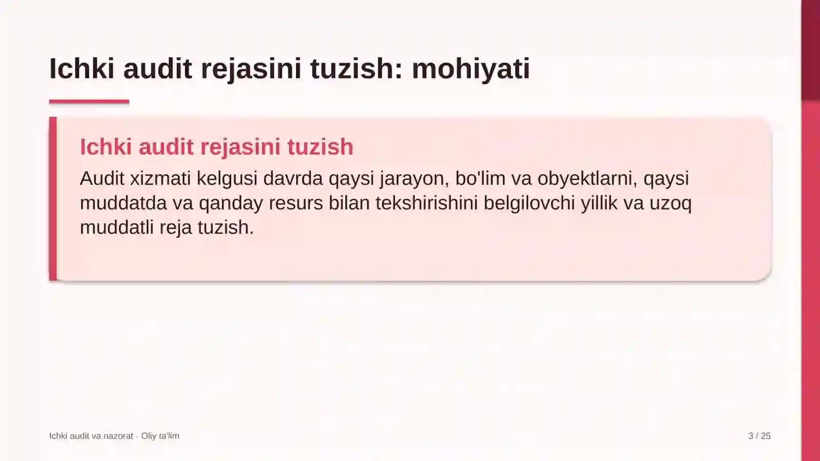 sholichilikda ichki audit rejasini tuzish 7439 3