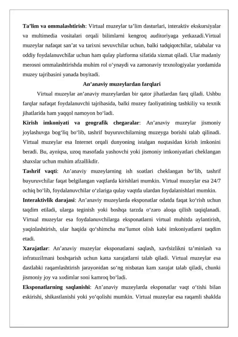 Virtual muzeylar va ularning ahamiyati 3