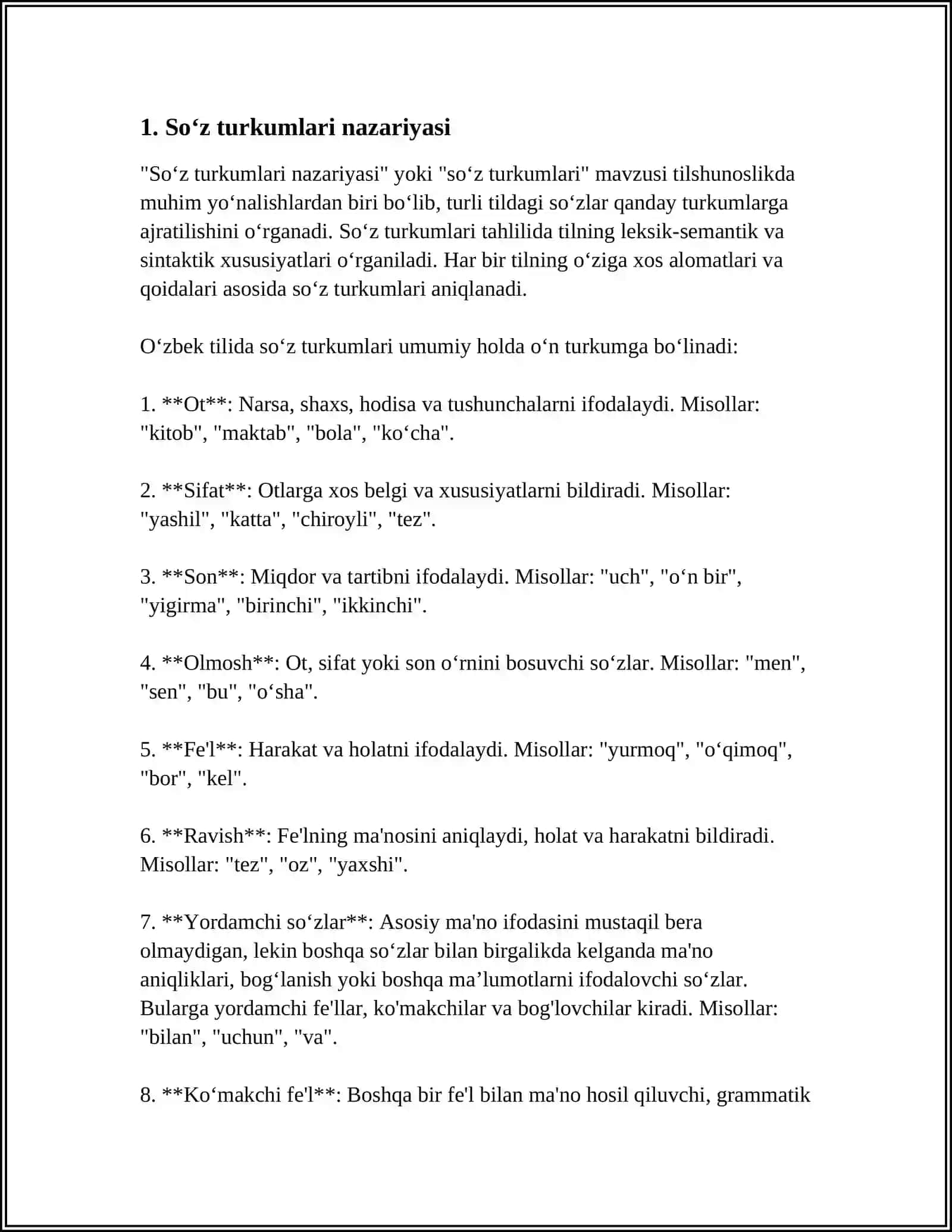 SOʻZ TURKUMLARINI OʻRGANISHGA OID ADABIYOTLAR ROʻYXATI 3
