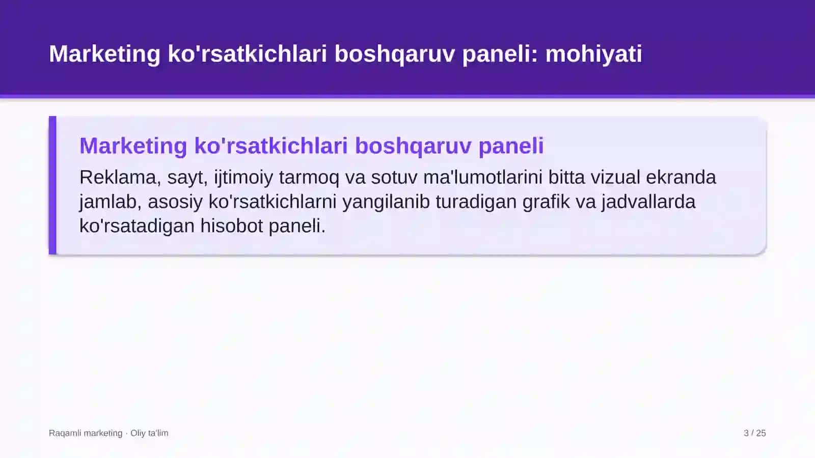 Raqamli marketing · Oliy ta'lim 3