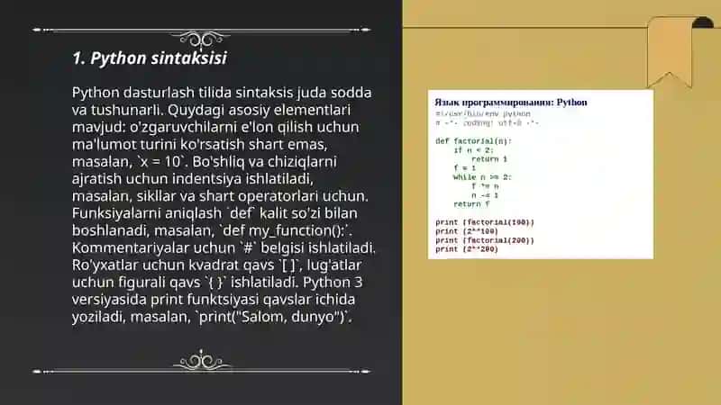 Python dasturlash tilining komponentalari 3