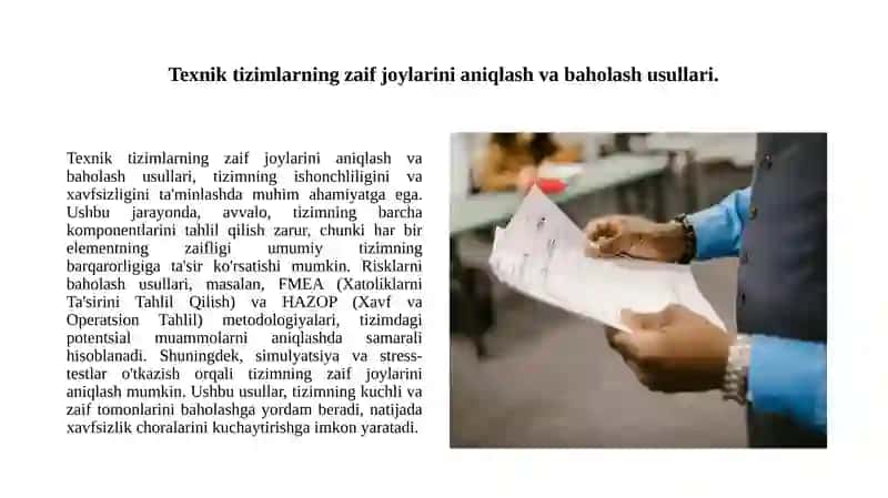 Texnik tizimlarning zaif joylarini aniqlash va baholash usullari 3