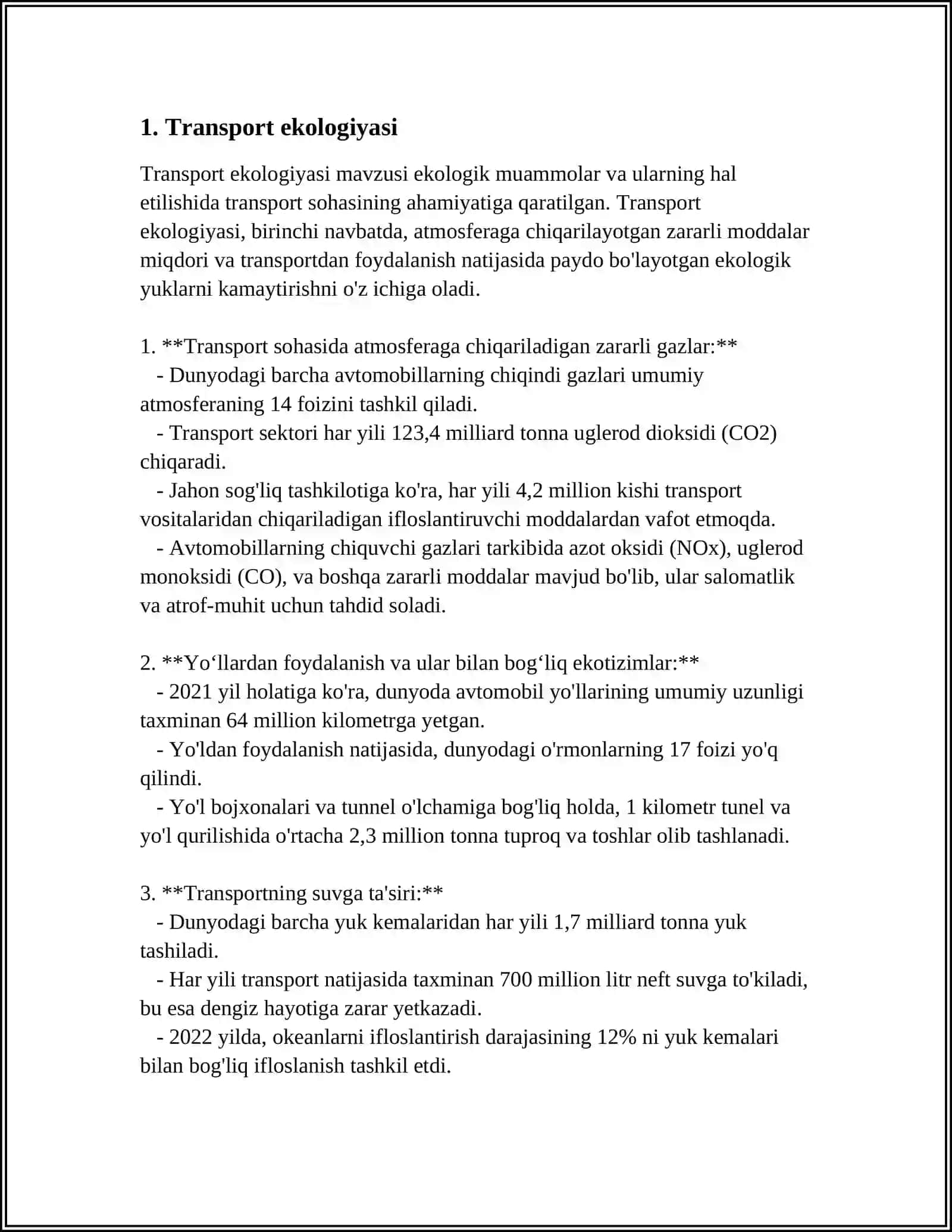 Transport ekologiyasi 3