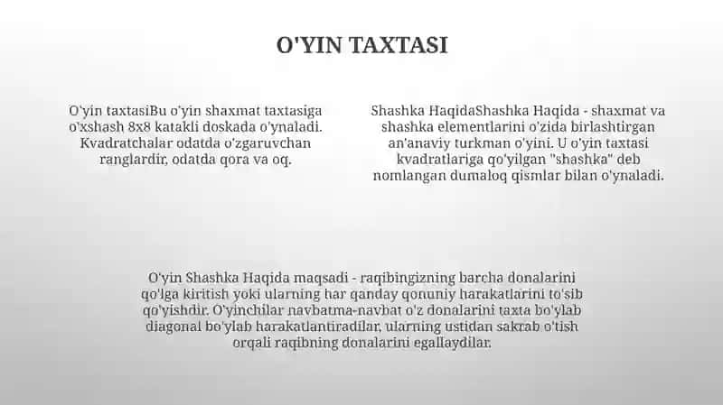 Shashka Haqida 3