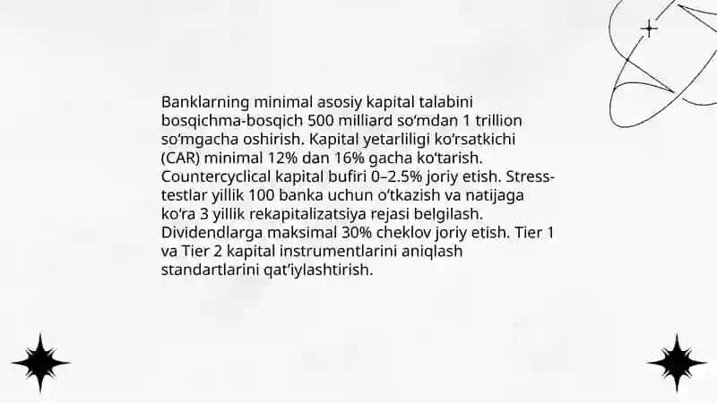 Respublika bank tizimini yanada rivojlantirish va barqarorligini oshirishga doir chora tadbirlari 3