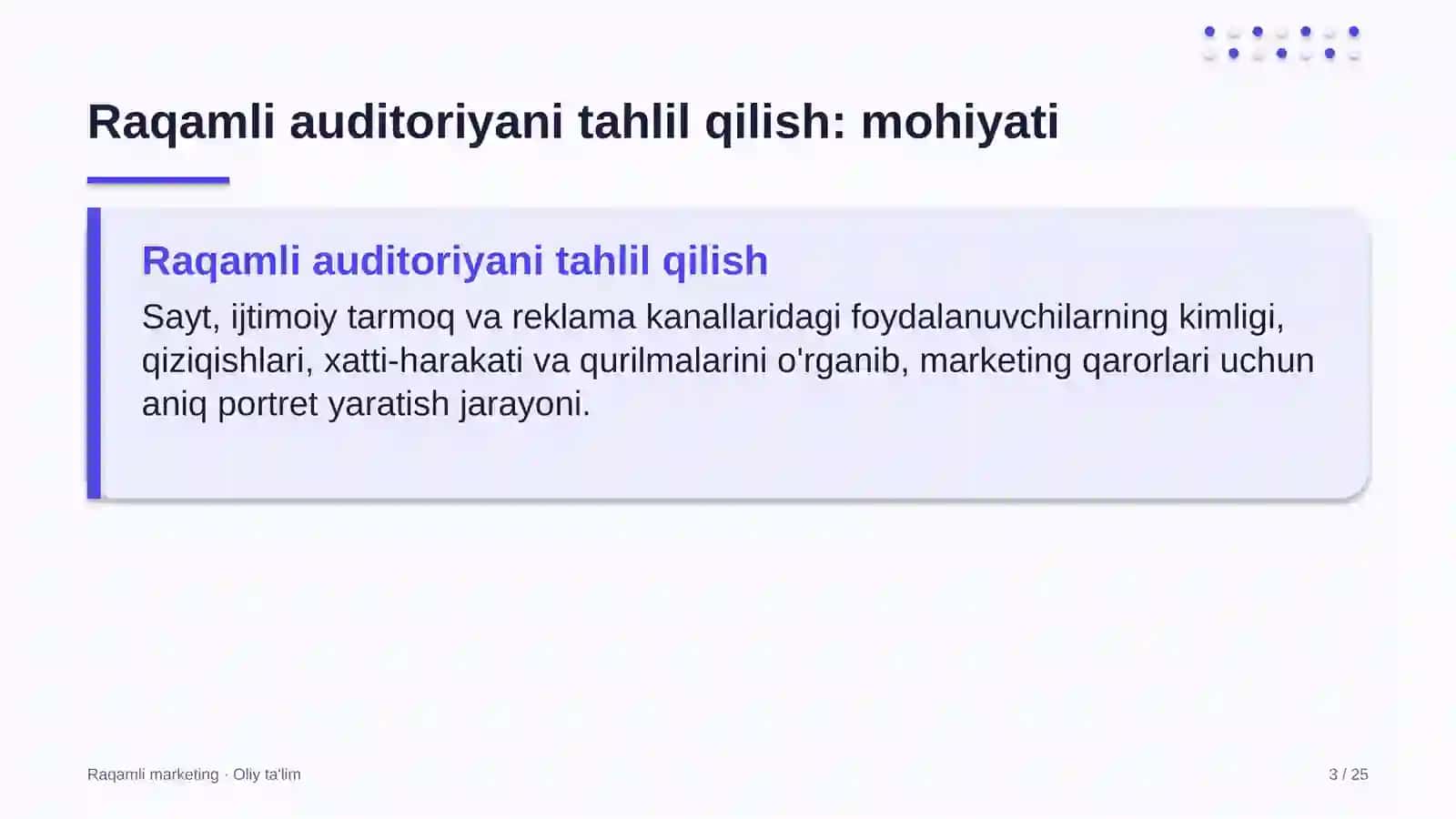 Raqamli auditoriyani tahlil qilish: mohiyati 3