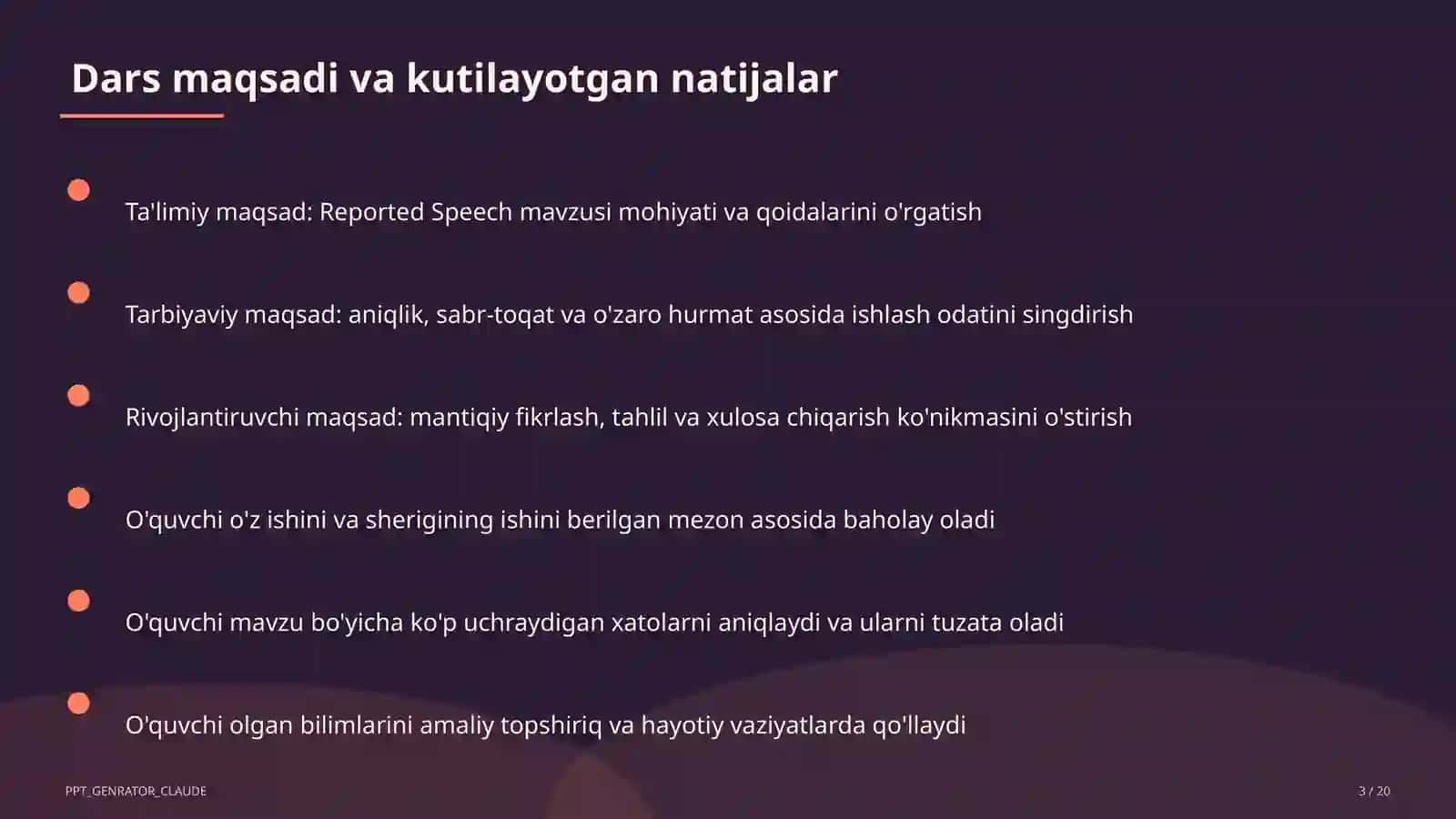 Reported Speech (9-sinf) 3