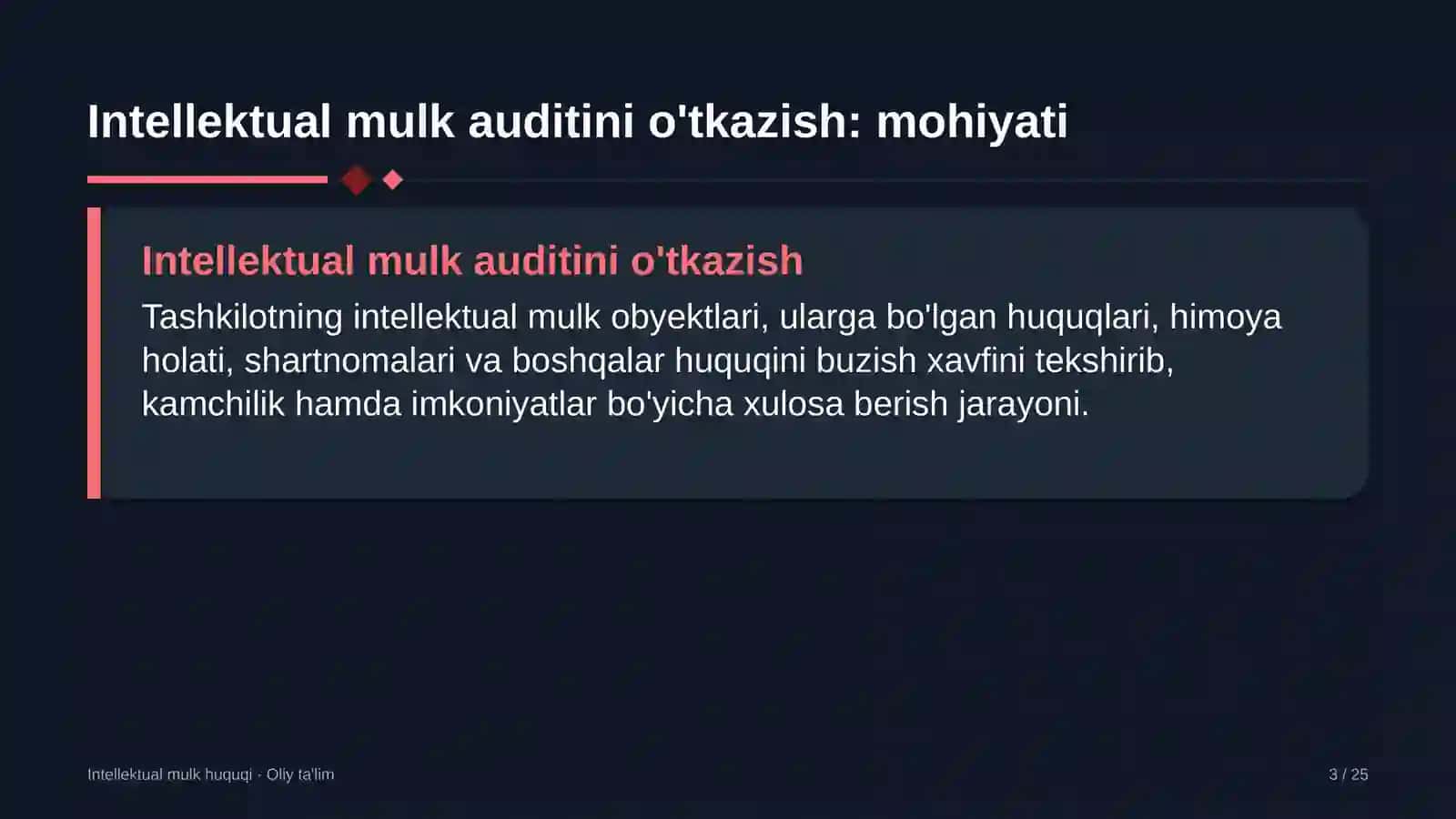 Yo'l qurilishida intellektual mulk auditini o'tkazish 3