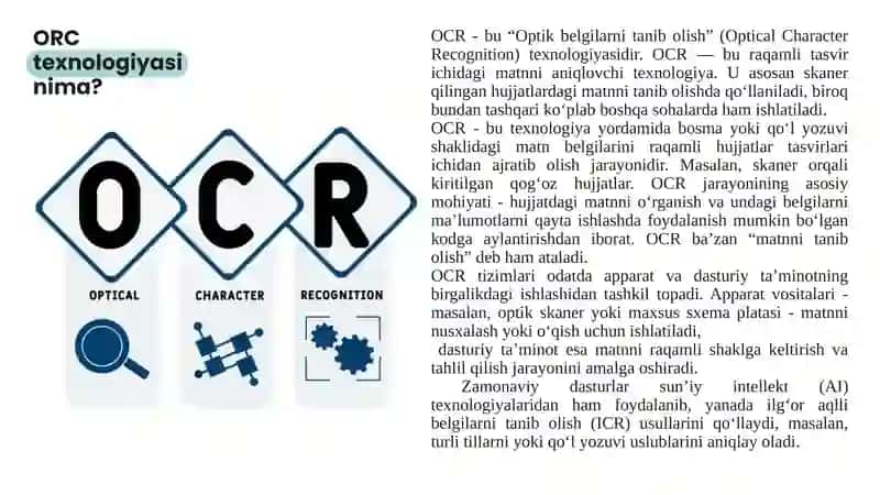 OPTIK BELGILARNI TANIB OLISH (OCR) 3