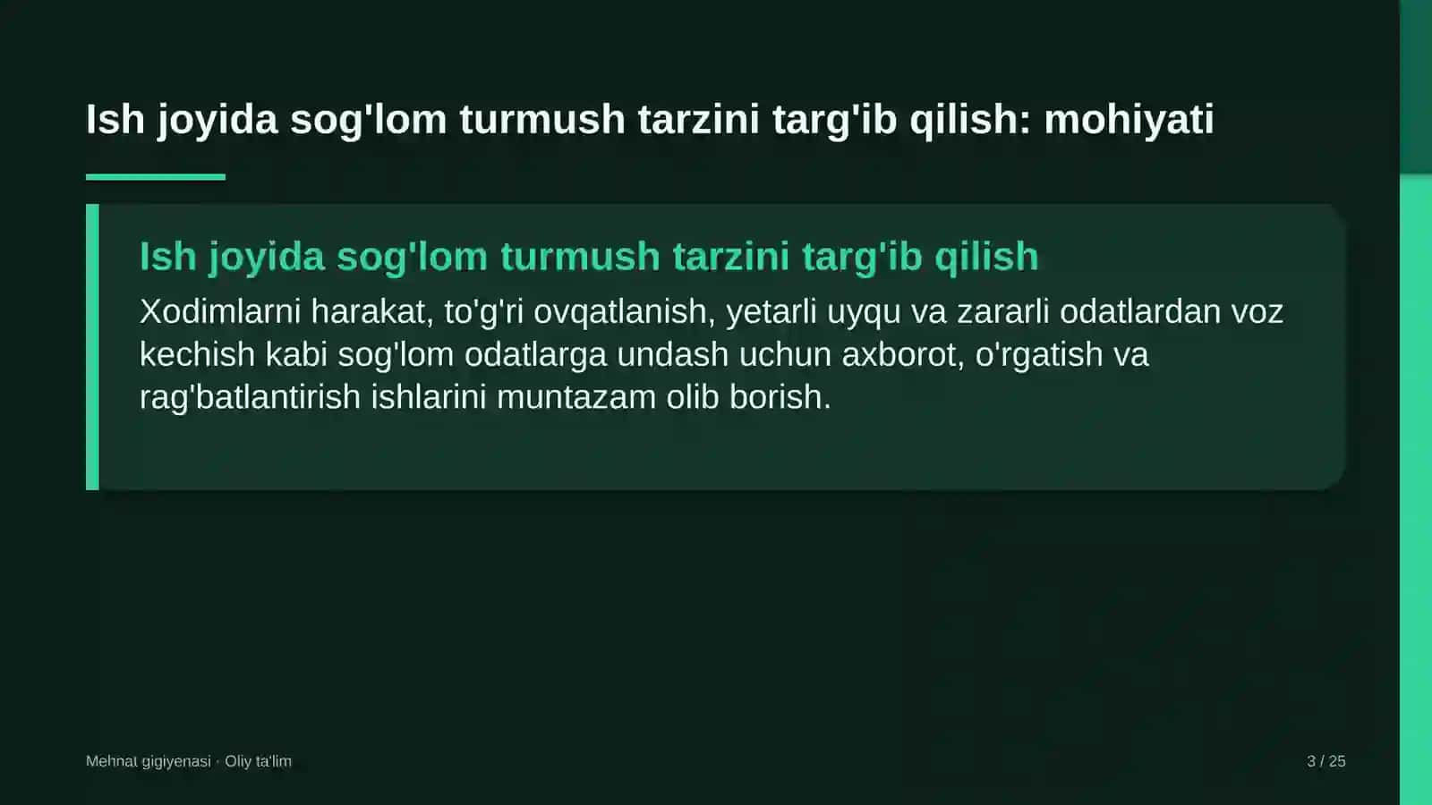 ovoz yozish studiyalarida ish joyida sog'lom turmush tarzini targ'ib qilish 8224 3