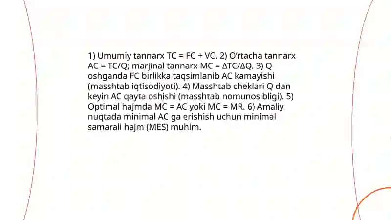 Mahsulot hajmi, tannarx va foyda ko‘rsatkichlarining o‘zaro bog‘liqliklarini tahlil qilish 3