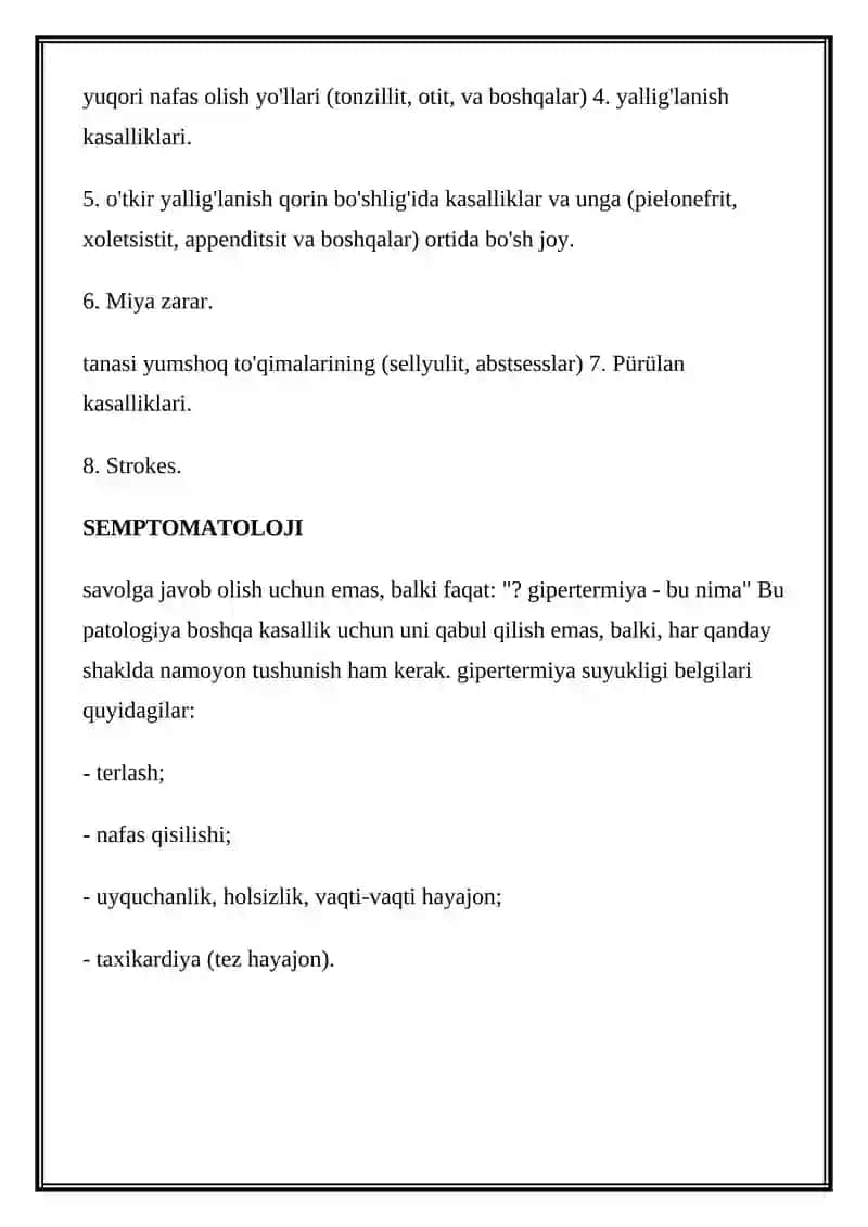 YOMON SIFATLI GIPERTERMIYANI DAVOLASH 3