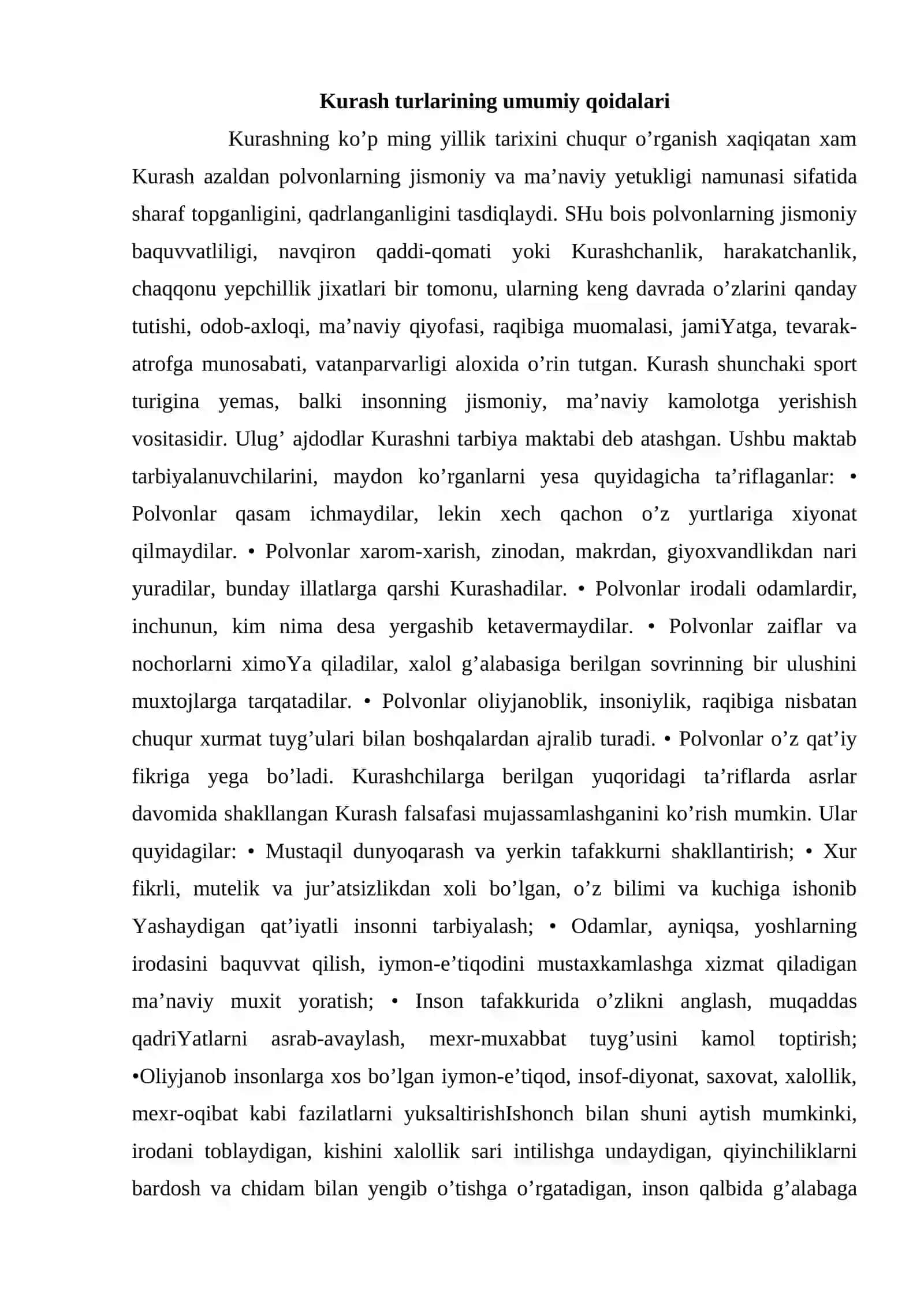 Kurash turlarining umumiy qoidalari 3