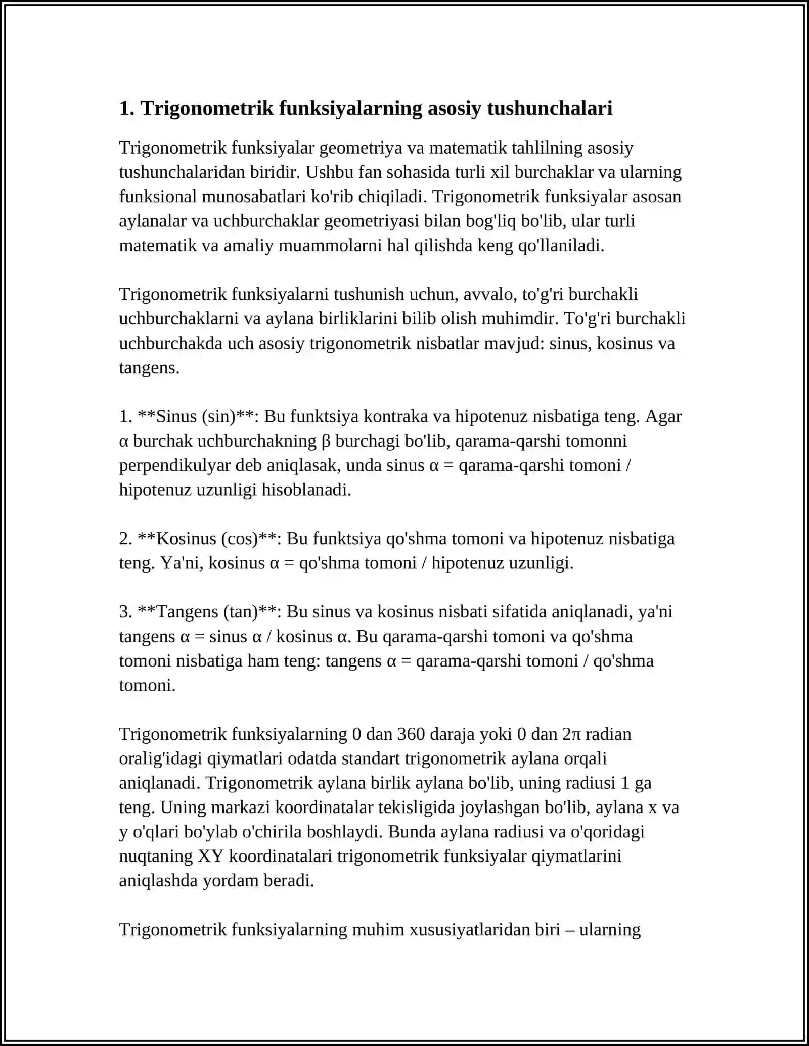 TRIGONOMETRIK FUNKSIYALAR 3