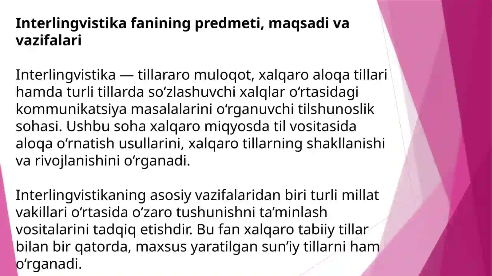 Interlingvistika. Xalqaro tabiiy va xalqaro sun’iy tillar 3