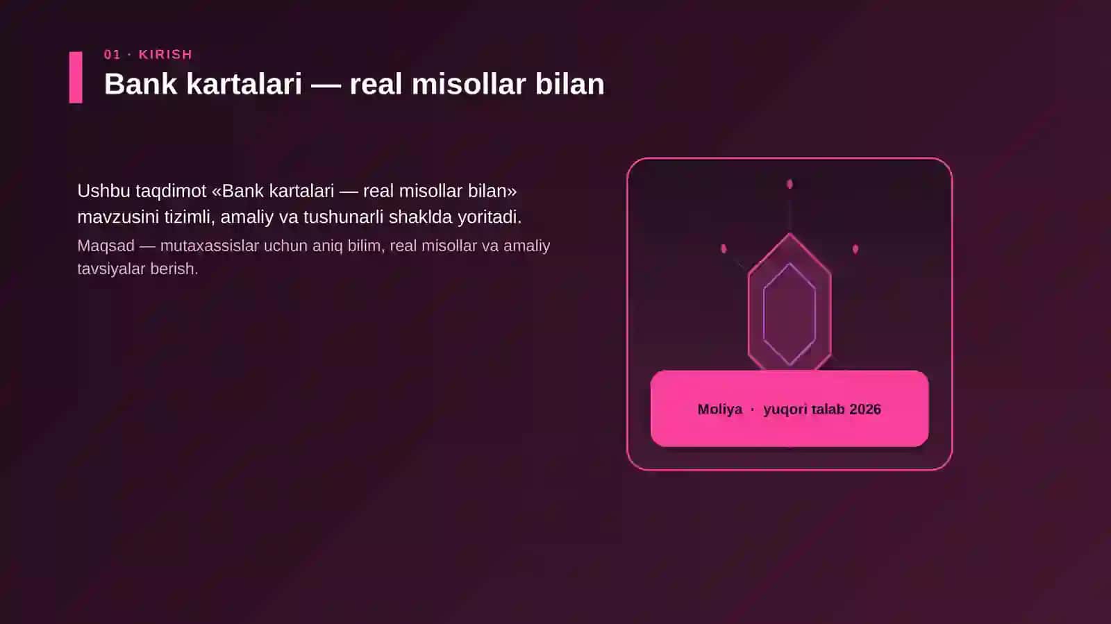Bank kartalari — real misollar bilan 3