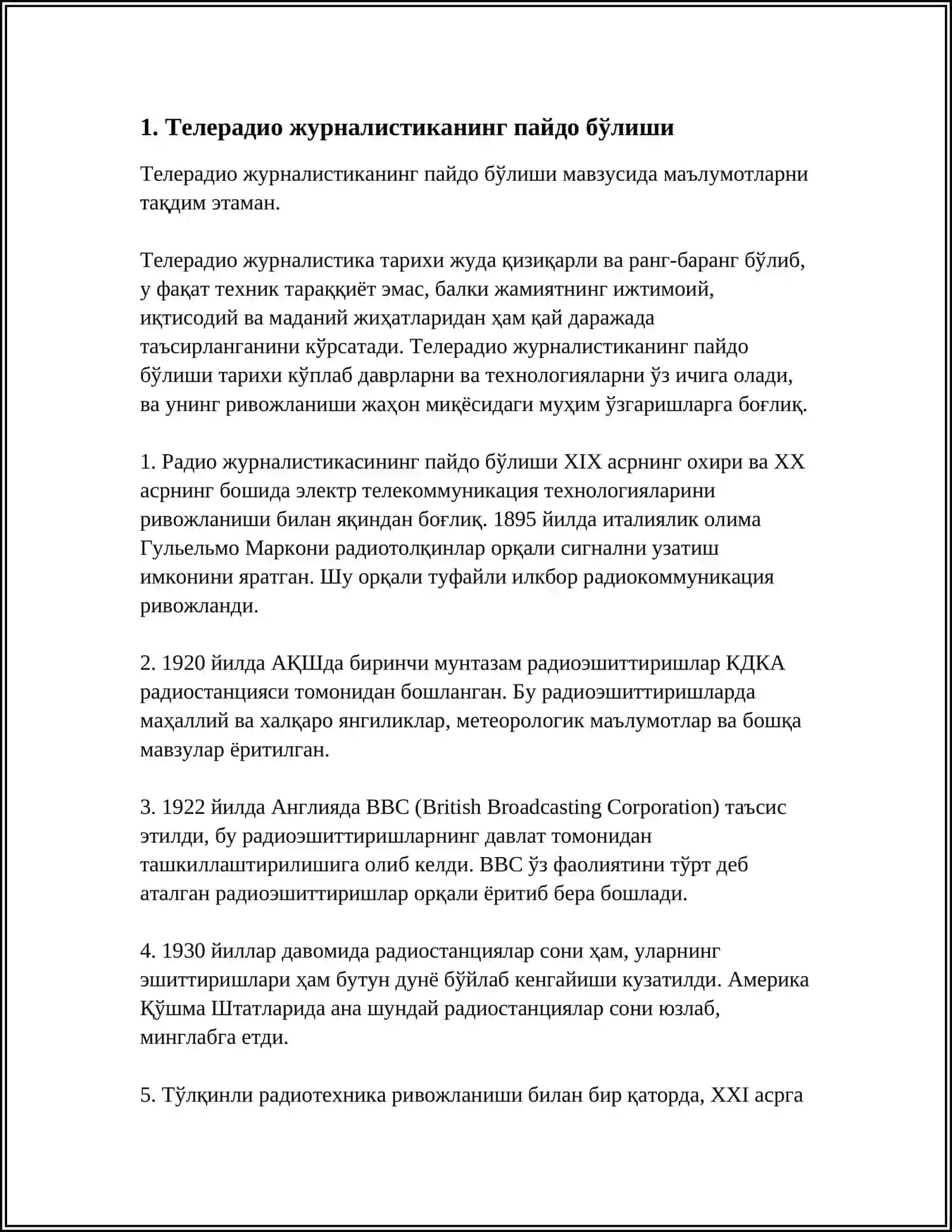 O'ZBELISTON TELERADIO JURNALISTIKA TARIXI 3