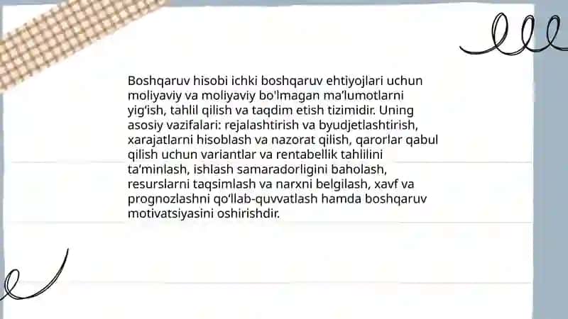 Boshqaruv hisobining konseptual asoslari va asosiy tamoyillari 3