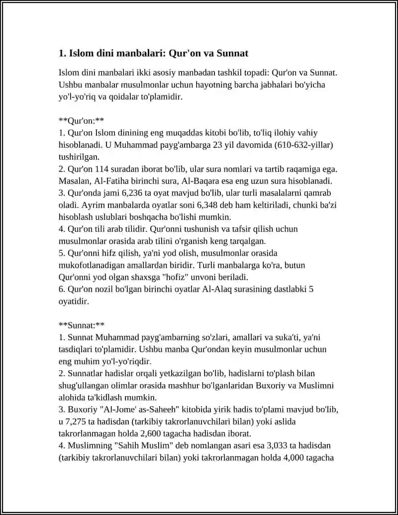 Islom dini manbalari: Qur'on va Sunnat 3