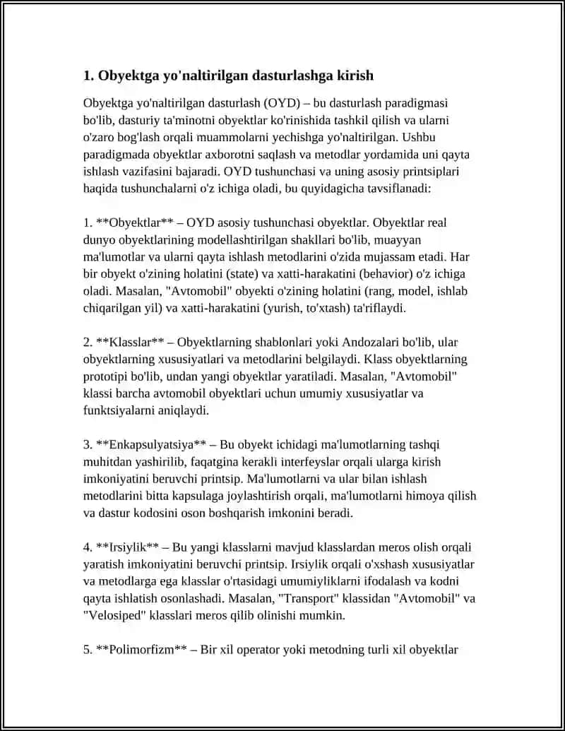 Obyektga yo'naltirilgan dasturlash 3