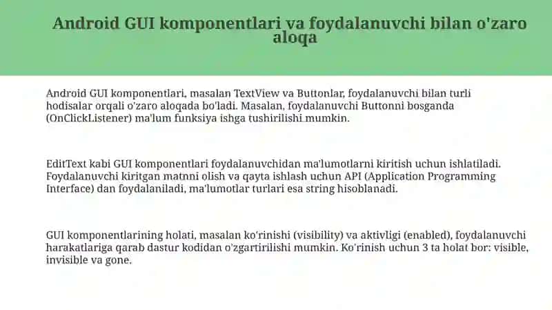Android GUI komponentlari va Layoutlar 3