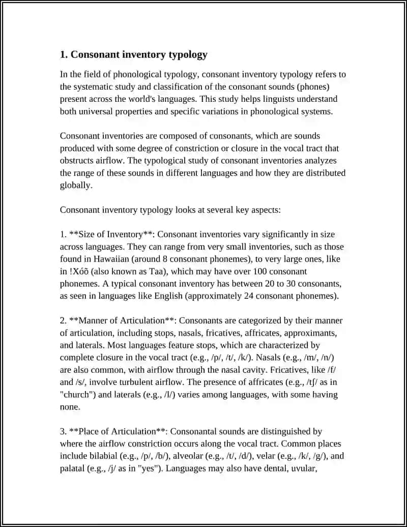 Consonant inventory typology 3