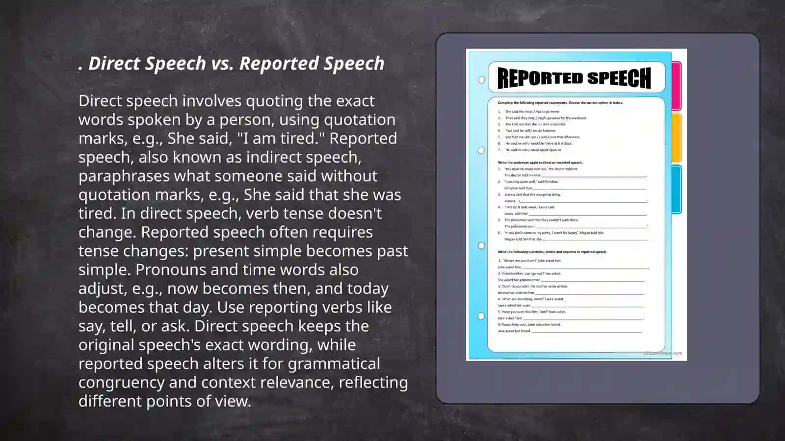 Reported speech 3