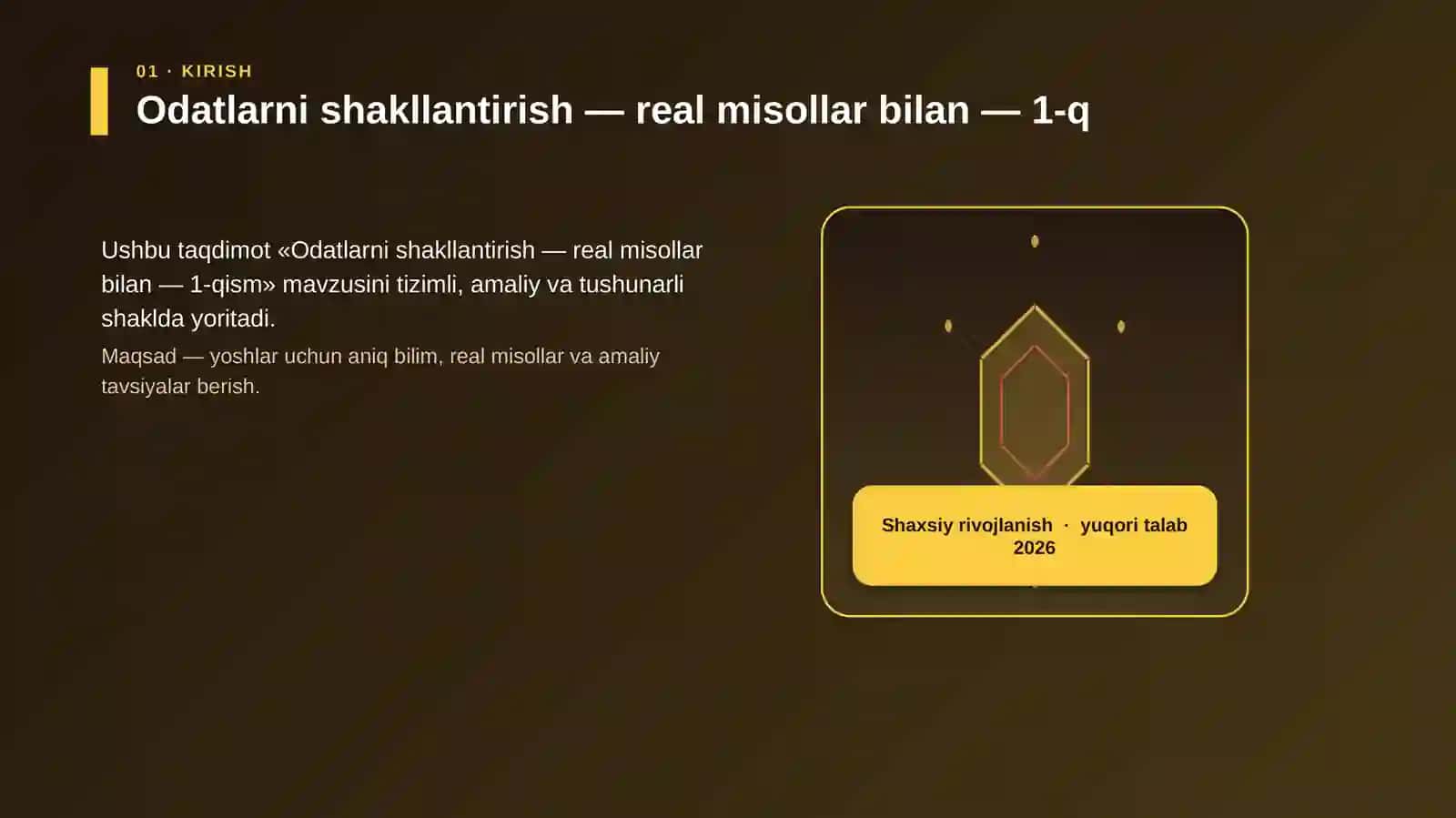 Odatlarni shakllantirish — real misollar bilan — 1-qism 3