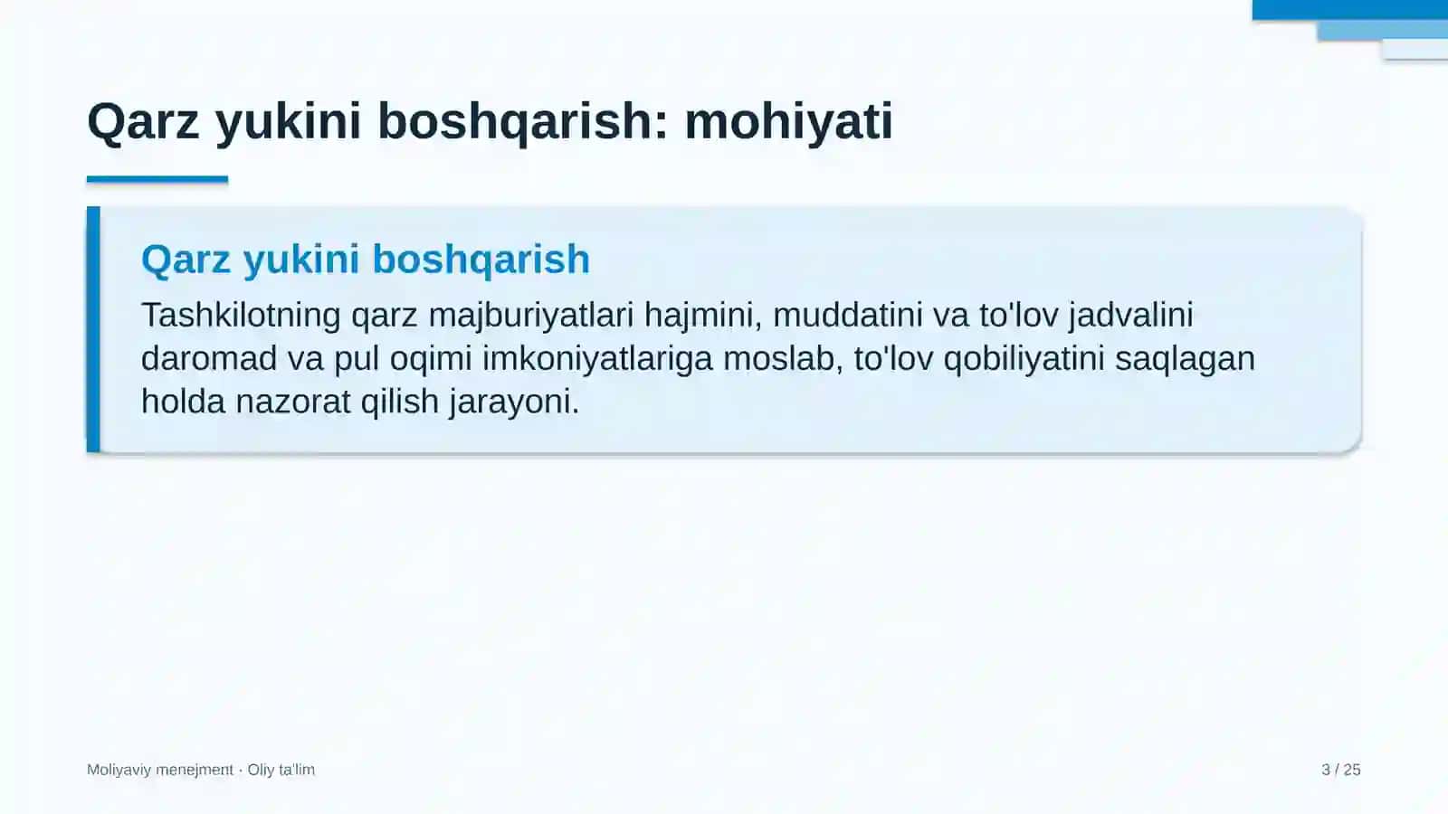 Moliyaviy Menejment · Oliy Ta'limg 3
